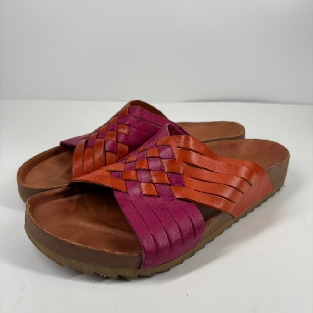 MEXAS Duranzno Women's 8/ 38–39 Multi Pink/Orange Woven Leather Huarache Sandals